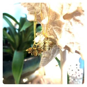 Unique Handmade Gold Tone Bee Earrings.